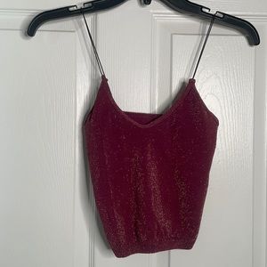 Free people shimmery spaghetti strap crop top